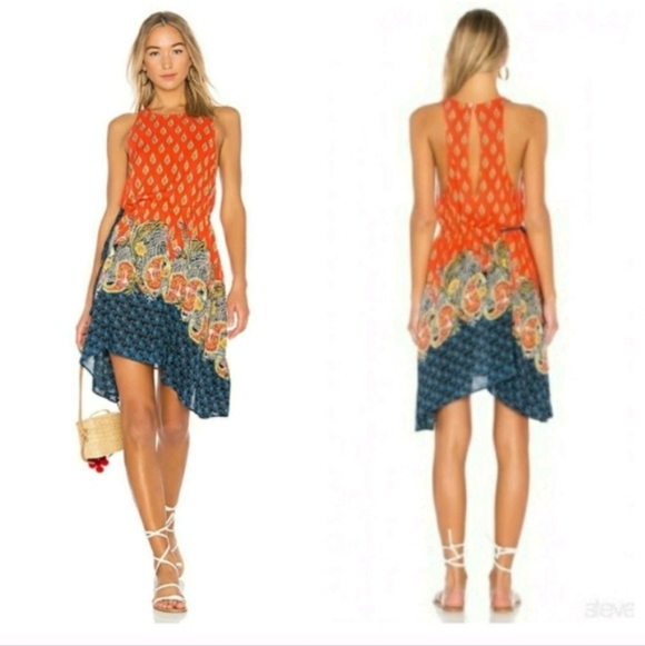 Free People Dresses & Skirts - Intimately Free People Rendezvous Colorful Side Tie Dress Asymmetrical Sz L